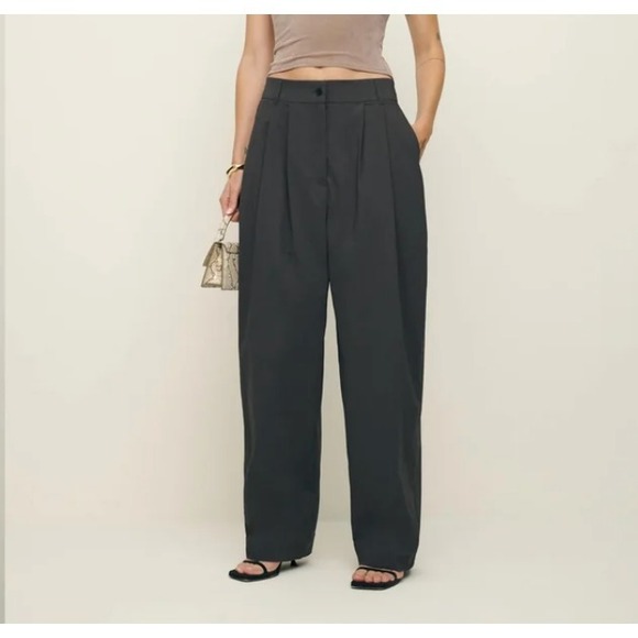 Reformation Pants - Reformation Laura Harrier Danielle Oversized Wide Leg Pleated Trouser Pants 4